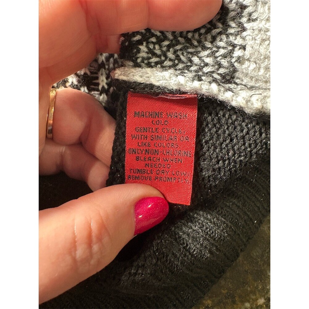 Ugh-Lee Sweater Womens Plus 2X Black Christmas Cat LA LA Shimmer Knit - Picture 11 of 11